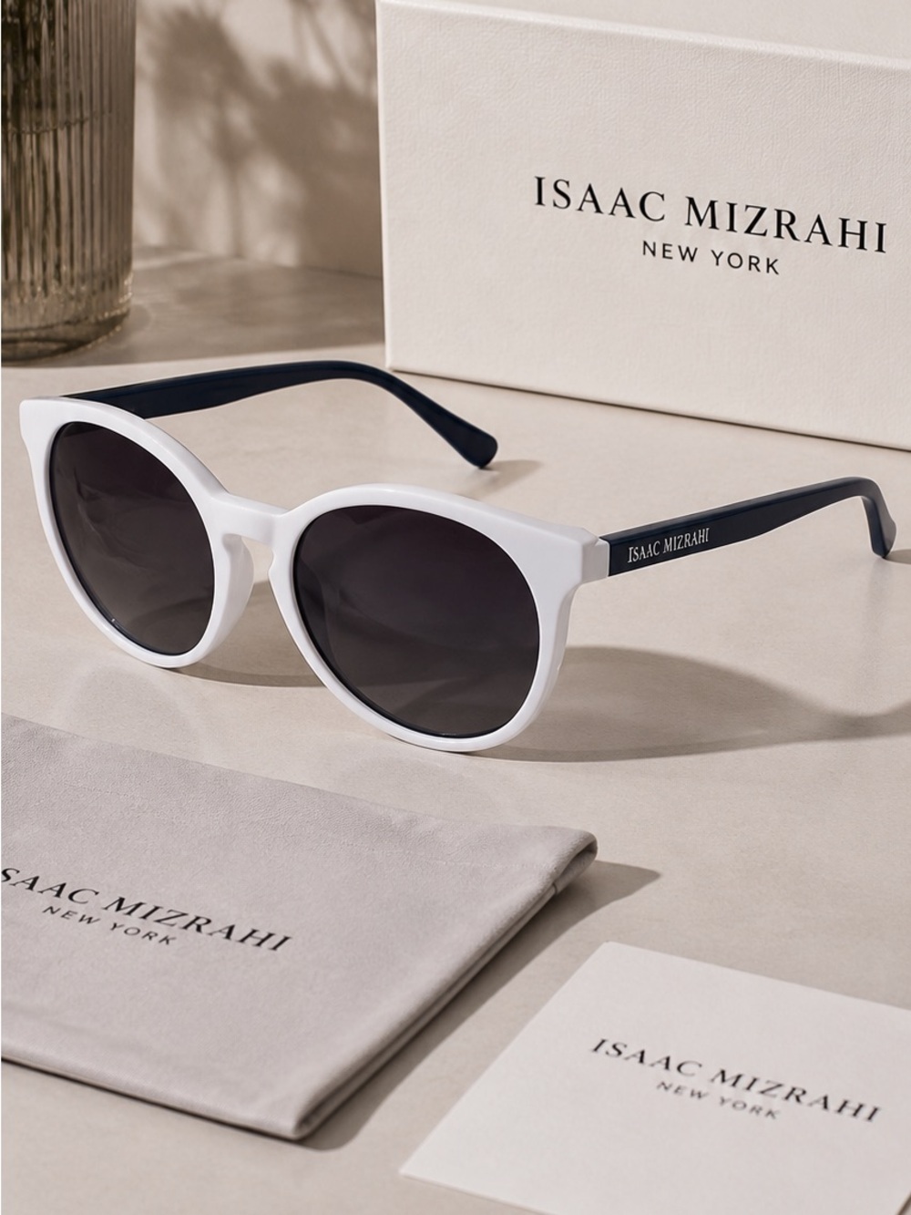 Isaac Mizrahi New York IM 30205 Full Rim White and Black Acetate Sunglasses